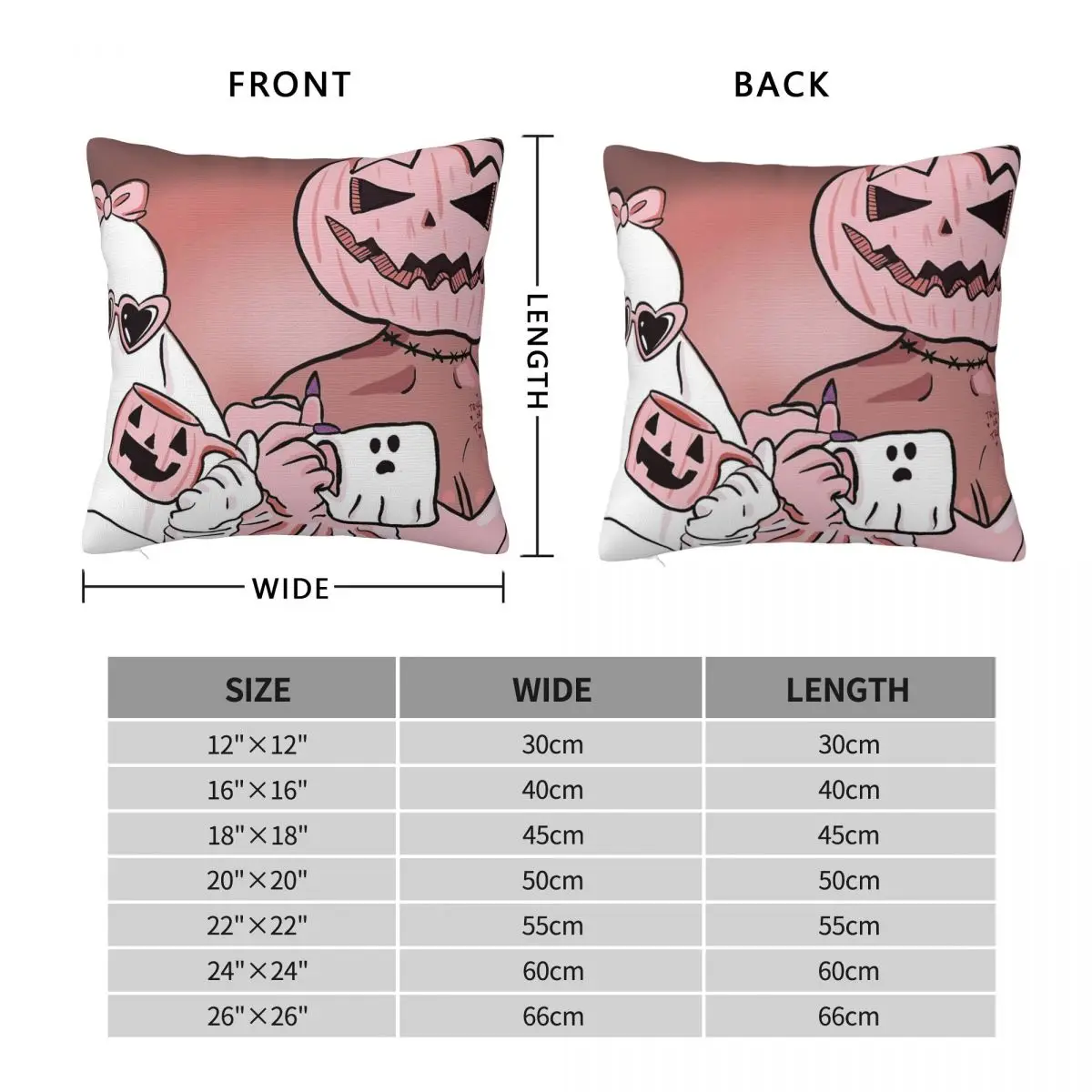 XOXO Spooky Ghouls Square Pillowcase Polyester Linen Velvet Printed Zip Decor Home Cushion Cover 45x45