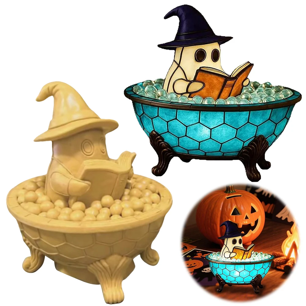 LED Ghost Bubble Bath Lamp Battery Powered Cute Ghost Lamp Multi-Purpose Ghost-Themed Mood Light for Home Bathroom Decor