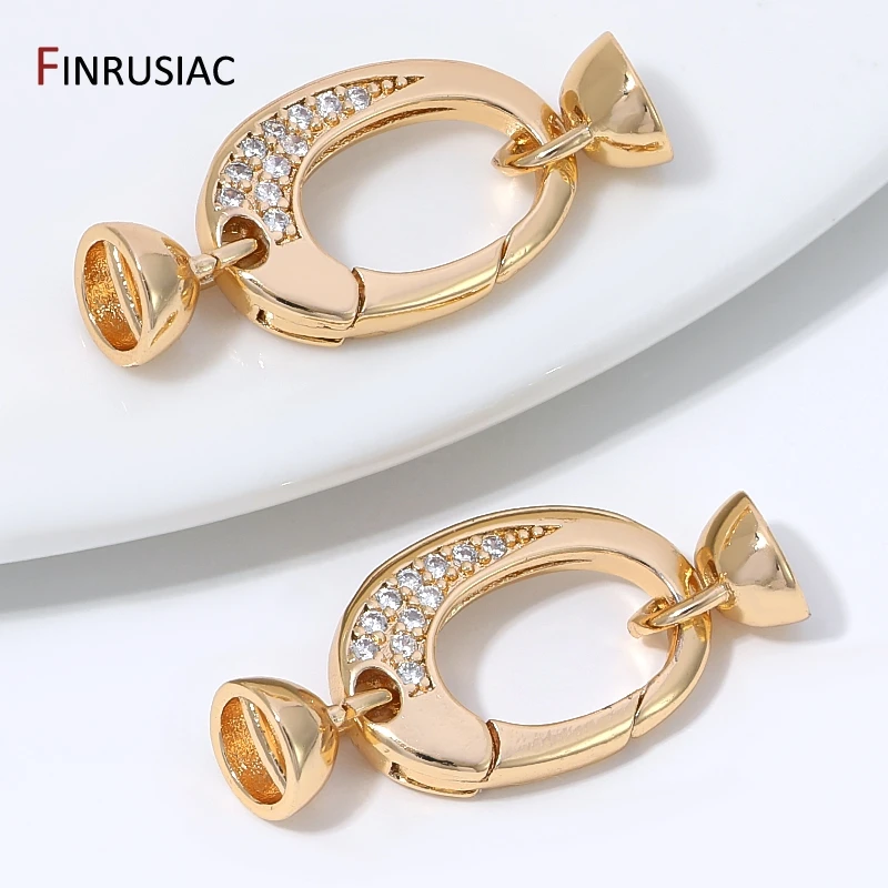14K Gold Plated Brass Oval Fastener Pearl Clasps,Closure Lock Clasps For DIY Needlework Beads Pearls Jewelry Making Accessories image 3