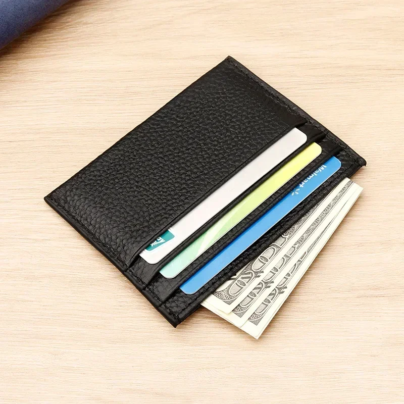 

Men RFID Genuine Leather Business Card Holder Women Slim Credit ID Card Case Fashion Coin Purse Cardholder Small Wallet for Men