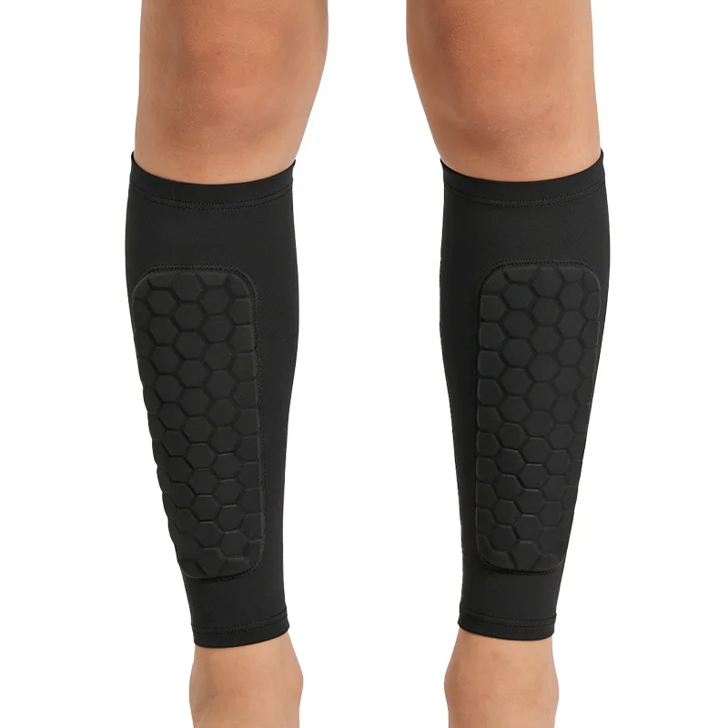 1pair Honeycomb EVA Shin Guard Calf Compression Sleeve Anti‑Collision Non‑Slip Breathable for Football Soccer Basketball Running