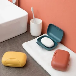 Portasapone portatile in plastica con coperchio portasapone per scarico bagno Mini portasapone da viaggio accessori per il bagno