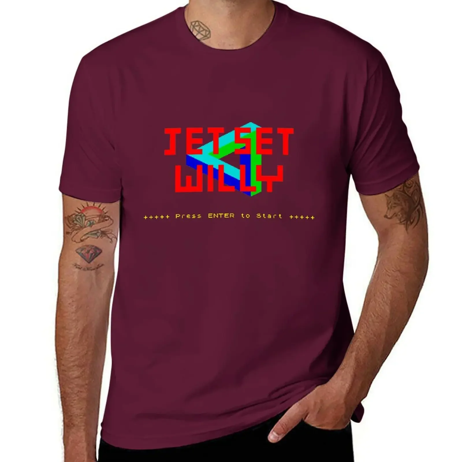 Cute Clothes Blacks Summer Top Graphics Plain White T Shirts Men Jet Set Willy Spectrum Title T-Shirt Summer Tops Fashion Cotton