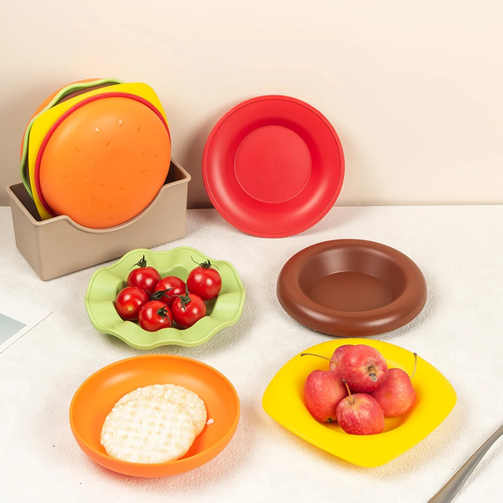 Mini juego de platos de cena apilables para hamburguesas, vajilla divertida de 6 uds para servir salsa, aperitivos y postres, Material PP reutilizable y resistente