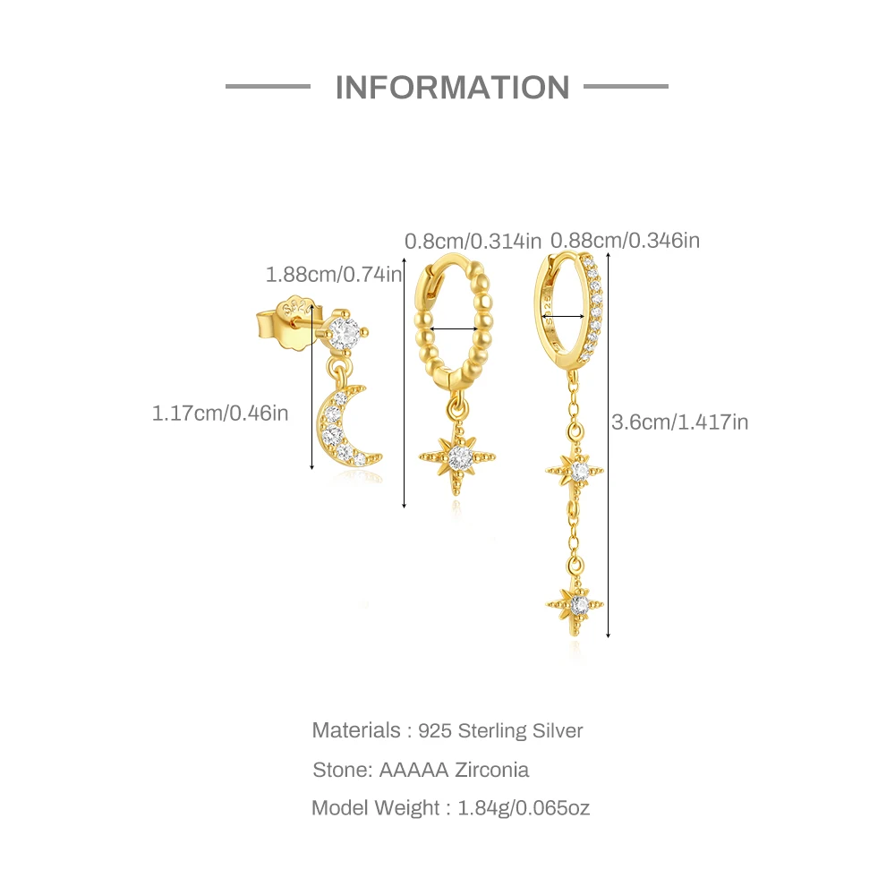 Aide 925 Sterling Silver Fashion Korea Micro-set Zircon Multi-layer Vertical Bar Geometric Earrings Temperament Exquisite Jewel