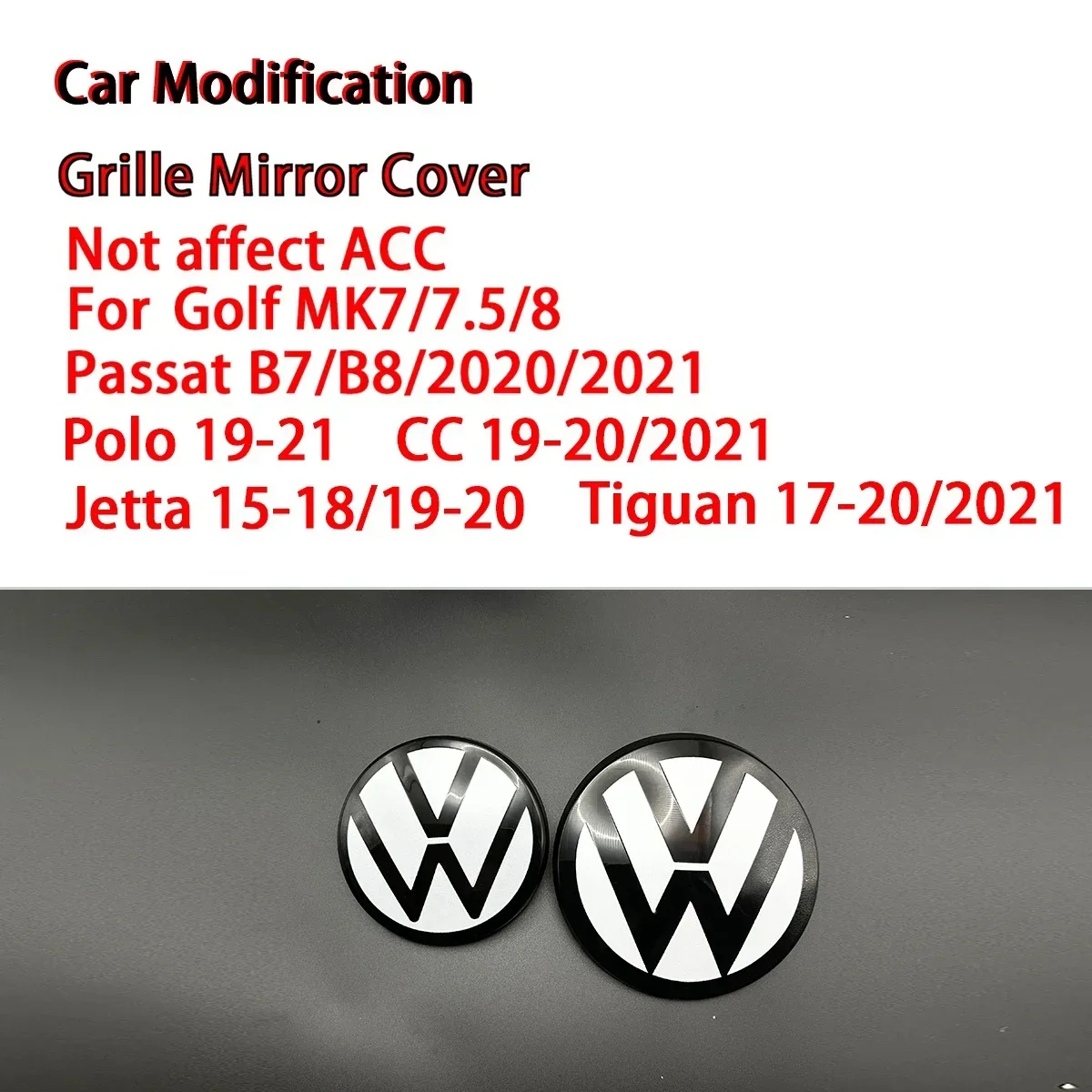 White not Affect ACC Front Grille emblem Cover Or Rear Trunk Lid Cover for Volkswagen Golf 7/7.5/ 8 Passat B8 Polo Tiguan