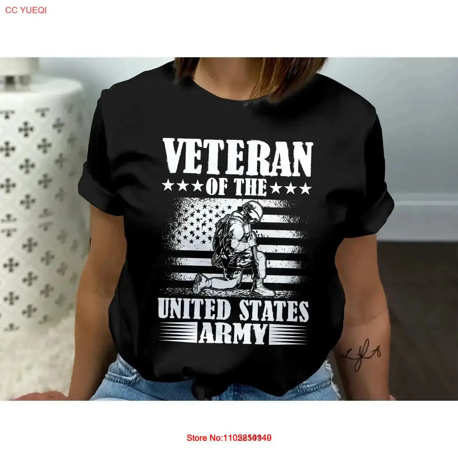 تي شيرت Veteran of the United States Army تي شيرت Pride Military App عتيق برسومات مغسولة، قميص أنيق للارتداء اليومي