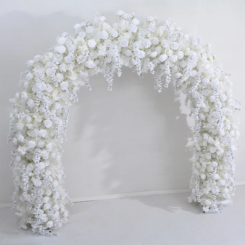 White Mist Grass Hanging Wisteria Luxury Wedding Backdrop 5D Floral Arrangement With Frame Arch Event Flower Stand Party Props