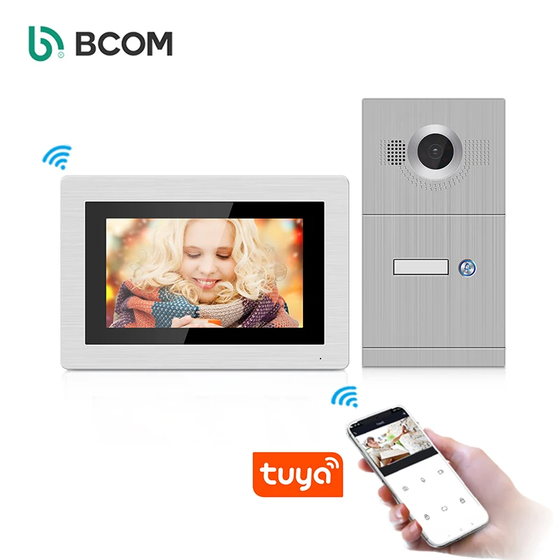 Tuyasmart SIP IP Smart 7 Inch Touch Screen Video Intercom with WiFi Cat5 Cable OEM Multi Family Smart Video Door Phone Doorbell