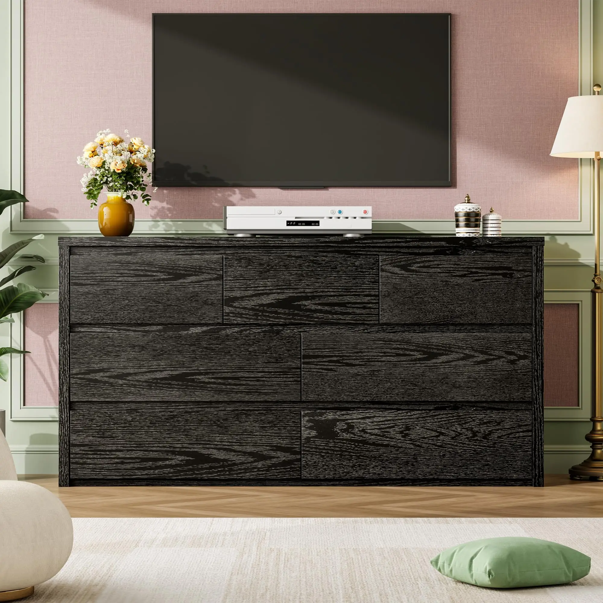 GarveeLife Modern Wide 7 Drawer Dresser for Bedroom - Spacious Wooden Chest of Drawers, Large Storage Organizer for Living Room, Hallway or Entryway - Handle-Free Design GarveeLife