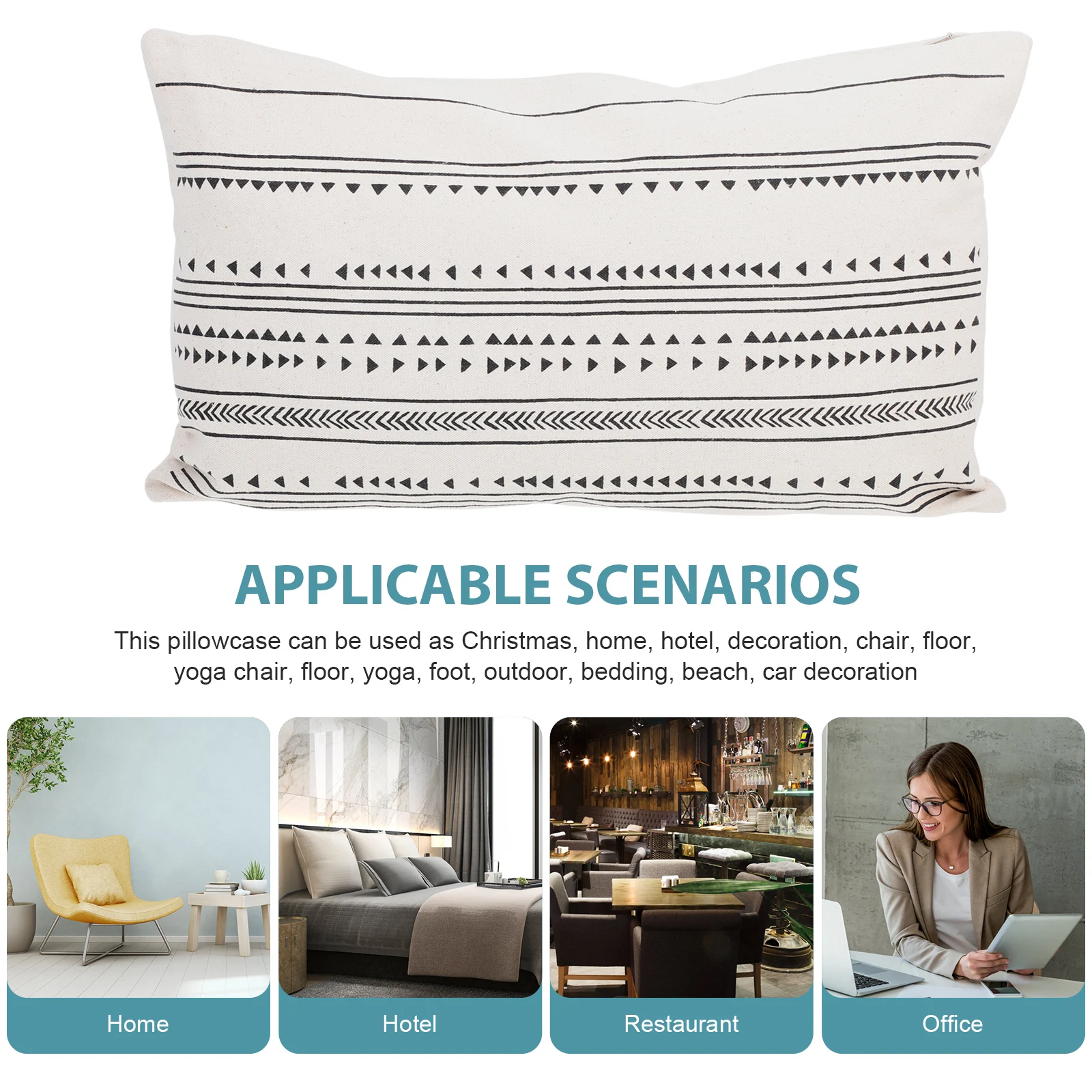 

Cotton Pillow Cover Lightweight Home Sofa Decor Prints Cushion Case Versatile Simple Style Soft H Safe Skin Practical