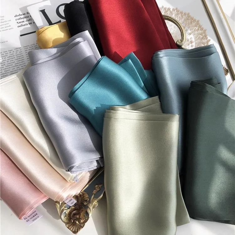 

100% атлас шелковицы 15*145 см, шелковый однотонный длинный шарф, женский двусторонний шарф на весну и лето, высокое качество