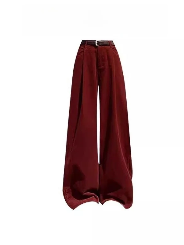 

Брюки прямого кроя с высокой талией больших размеров, однотонные, широкие, для мужчин и женщин, повседневные, свободного кроя, осенне-зимние, стройнящие