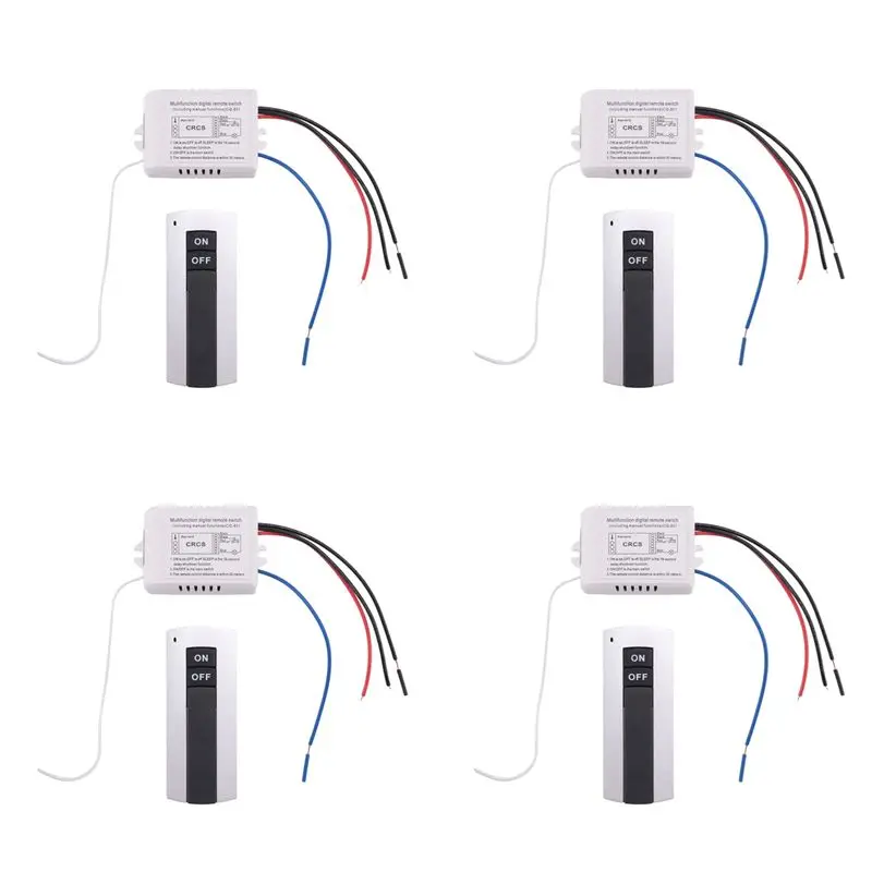 Y50A-4X Channel With Digital Transmitter 220V On/OFF 1 Switch Wireless Relay Receiver Remote Control Light Lamp