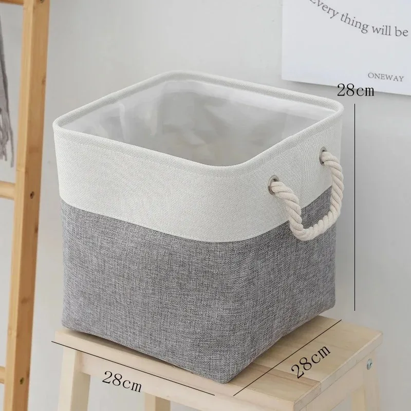 

Square shaped large capacity thick cotton and linen EVA storage basket, clothing and socks, home folding storage box