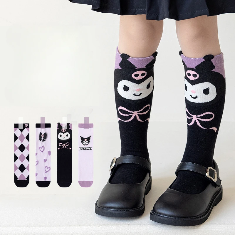 Kuromi Sanrio Cute Children\'s Top High Hat Socks Cute Cartoon Hat Cotton Baby Long Hat Girl Calf Sock Christmas Birthday Gift