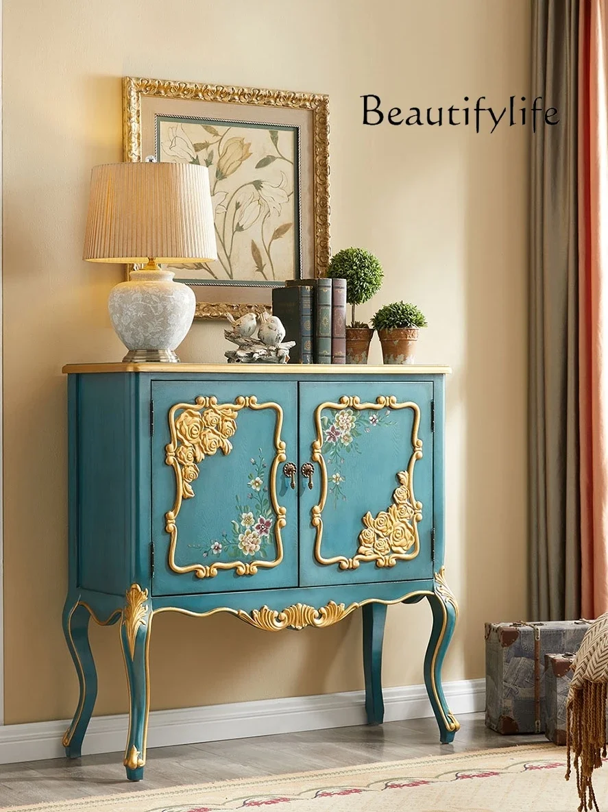 

American Painted Hallway Sideboard Cabinet Living Room Decoration Solid Wood Xuan Aisle Storage Cabinet