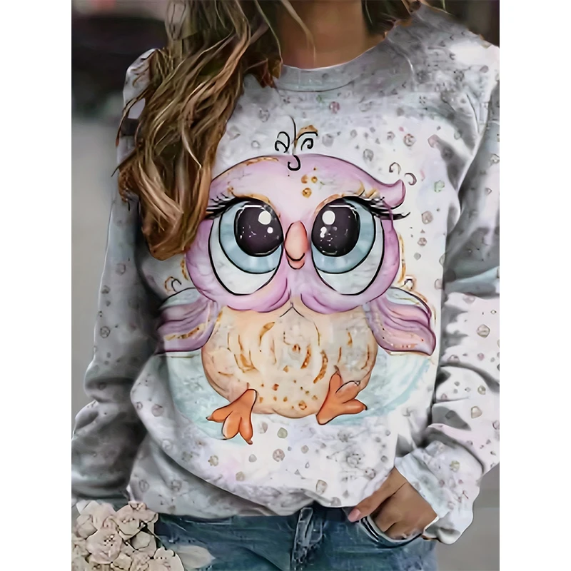 New Owl Animal 3D Print Sweatshirts Autumn Winter Women Casual Long Sleeve Hoodies Y2k Streetwear Pullovers Tops Female Clothing