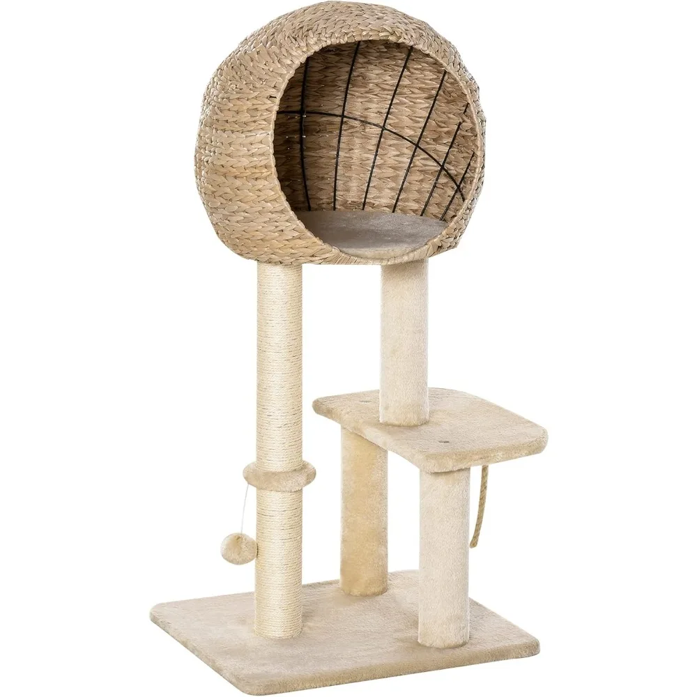 Cat Tree with Sisal Scratching Post Condo and Hanging Rope 39