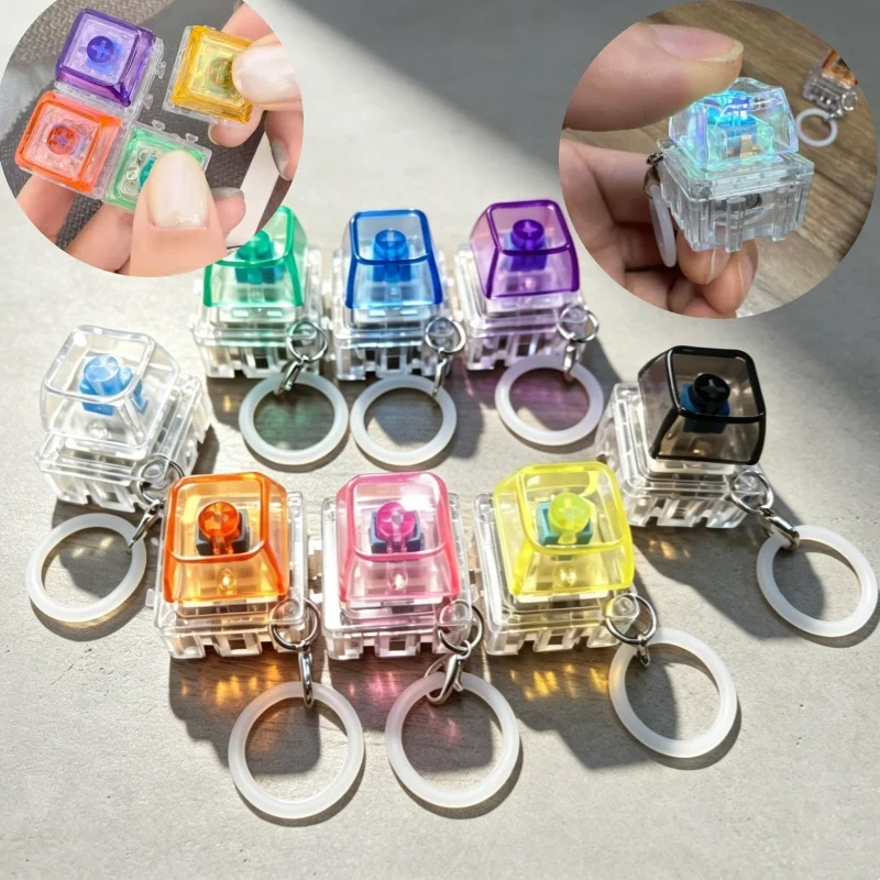 Fidget Button Keychain Spliceable Glowing Novelty Gadget DIY Free Assembly Pinch Fun Stress Reliever Finger Boredom Adults Gifts