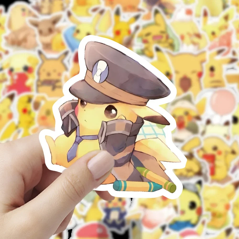 60PCS Cute Anime Pokemon Stickers Kawaii Pikachu Eevee Cartoon Decals Toys DIY Laptop Car Skateboard Cool Kids Gift Cute Sticker