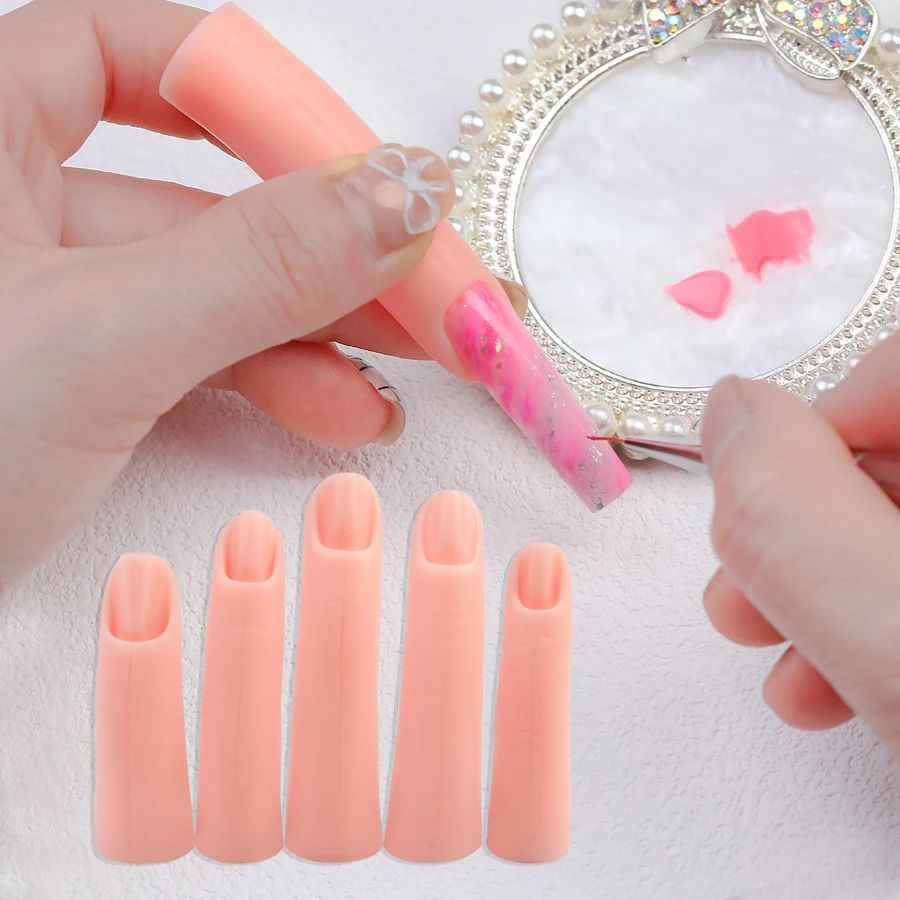 5-teiliges Übungsfinger-Set aus Silikon für Nagelkunst, Training zur Nagelverlängerung, Übungswerkzeug für Nagelspitzen-Design – Detail 5