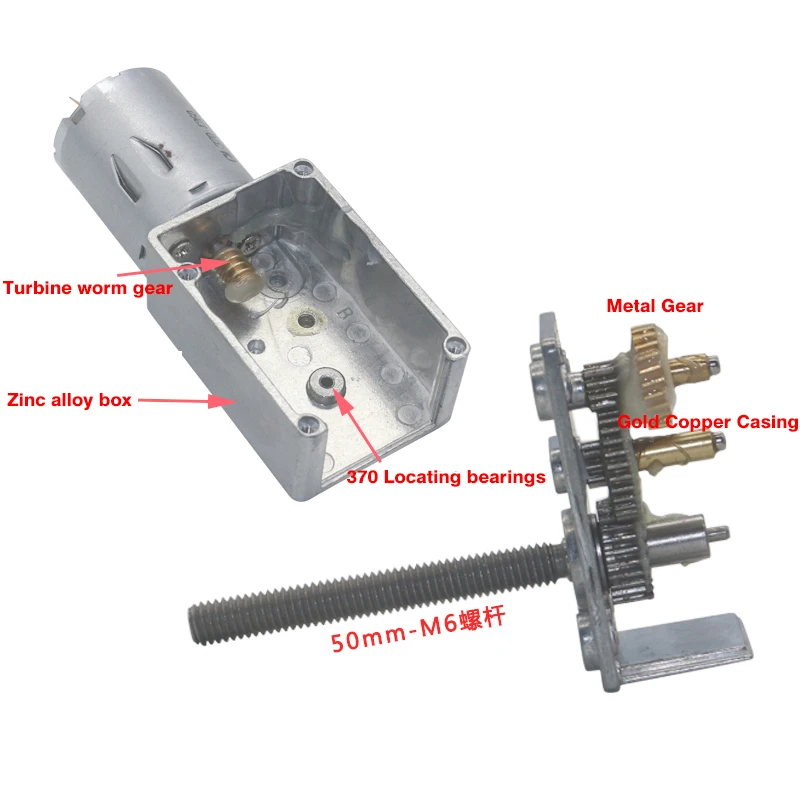 4632-370 12V Volt DC Schneckengetriebe M6 Schraube Schaftlänge 50MM 3V6V24V Schneckengetriebemotoren Umgekehrter Untersetzungsmotor Selbstverriegelung