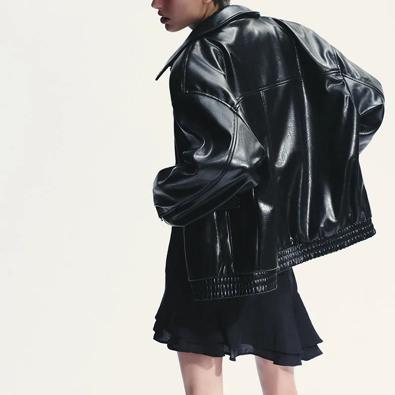 Faionable Lungo Sve Pilot Jaet Cappotto da donna Nuovo arrivo Stagione autunnale Capispalla in pelle sintetica Cappotto da donna Ele