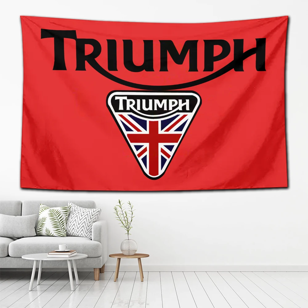 

2024 T-TRIUMPHS Motorcycles Racing Tapestry Decoration Flag Garage Living Room Wall Hanging Bedroom Wall Carpets tapestries