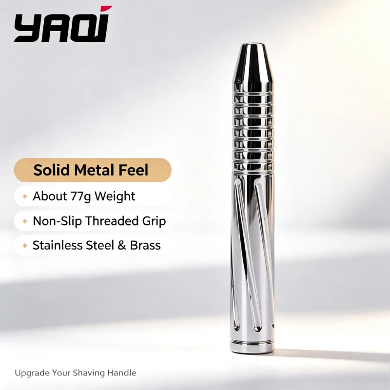 2026-yaqi-bullet-磨き上げられたステンレススチールと真鍮製の男性用安全カミソリハンドル-約71g-プロフェッショナルな髭剃りツール