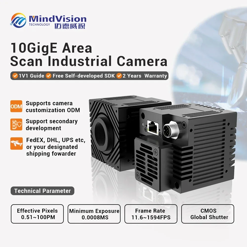 MindVision Hochgeschwindigkeits-10GigE-Industriekamera 164FPS 2/3'' Digitalkamera CMOS Global Shutter Area Scan Machine Vision C-Mount