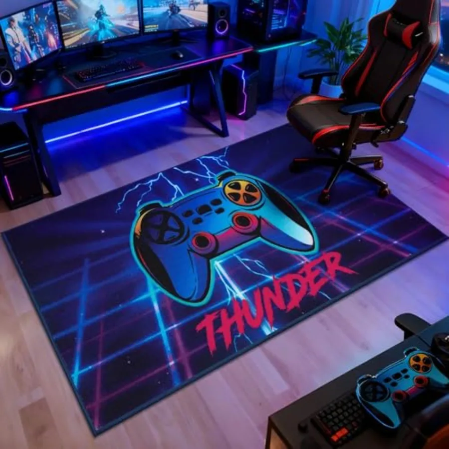

Gaming Rug for Teens 32"x60" Video Game Rug with Gamepad Controller Pattern Non-Slip and Machine Washable Gaming Floor Carpet M