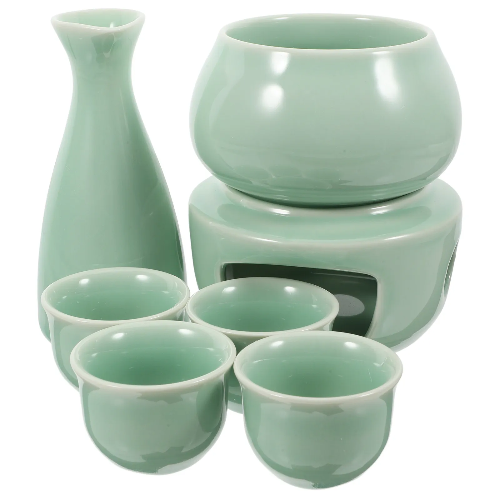 

1Set Ceramic Japanese Sake Warmer Set Traditional Tokkuri Bottle and Matching Cups for Hot Sake Serving Elegant Porcelain Liquor