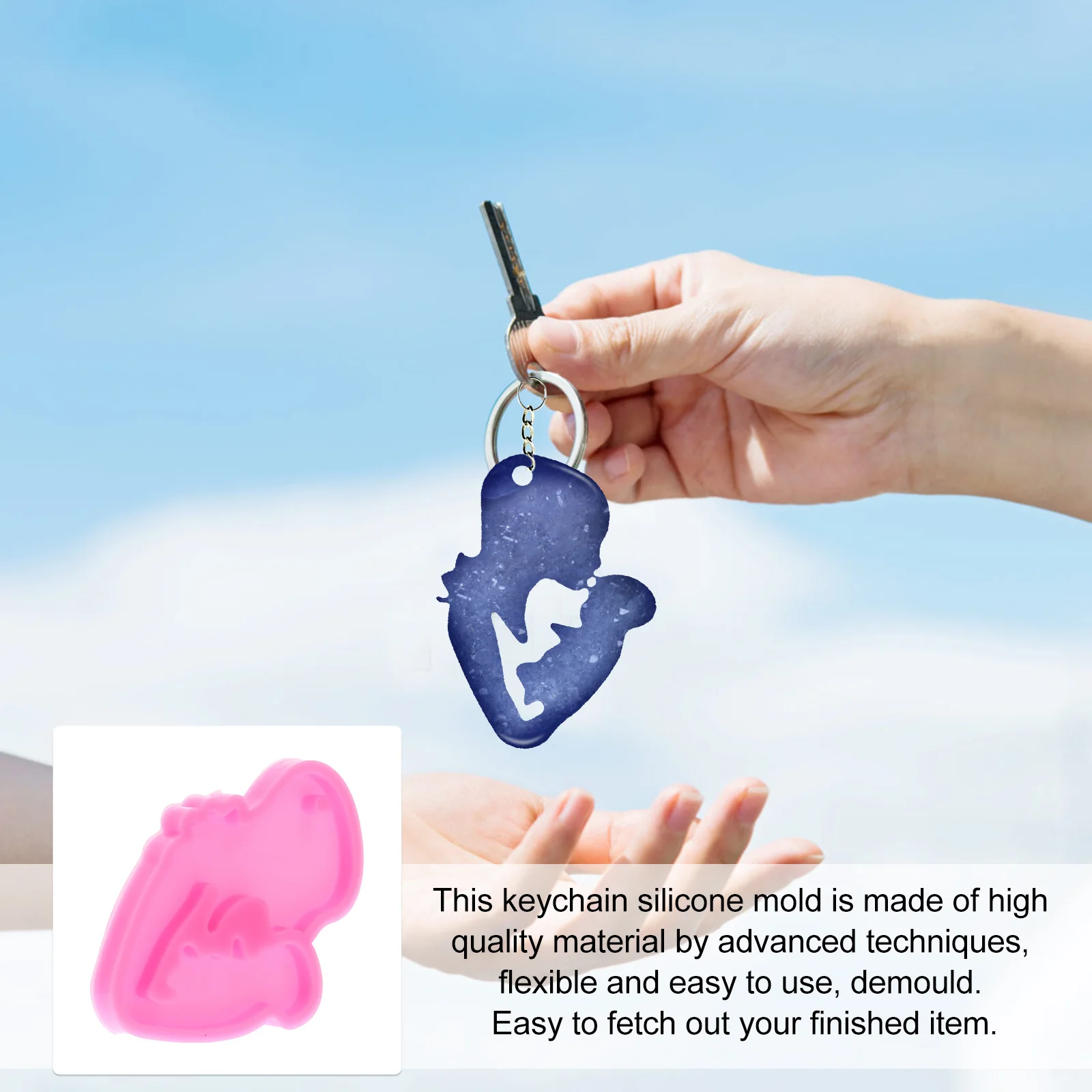 

2Pcs Pendant Casting Mold Silicone Nonstick Easy Clean Ecofriendly DIY Keychain Jewelry Decorative Craft Making Heat Frostproof