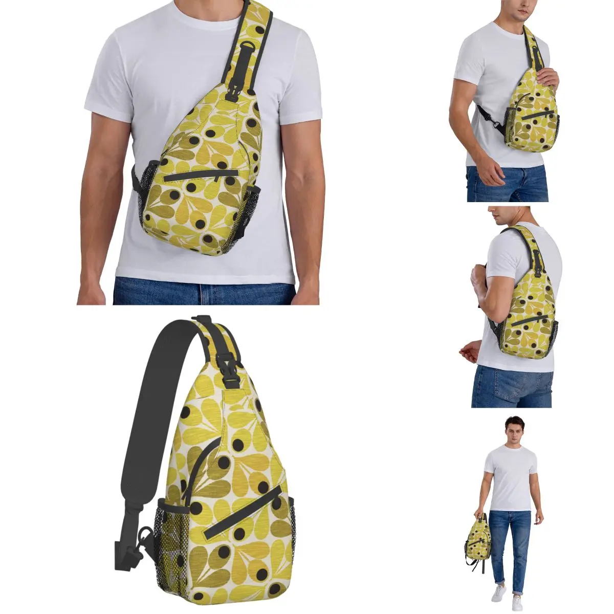 Orla Kiely Sling Bag Peito Crossbody Ombro Sling Mochila Caminhadas Viagem Daypacks Folha Padrão Colorido Pacote