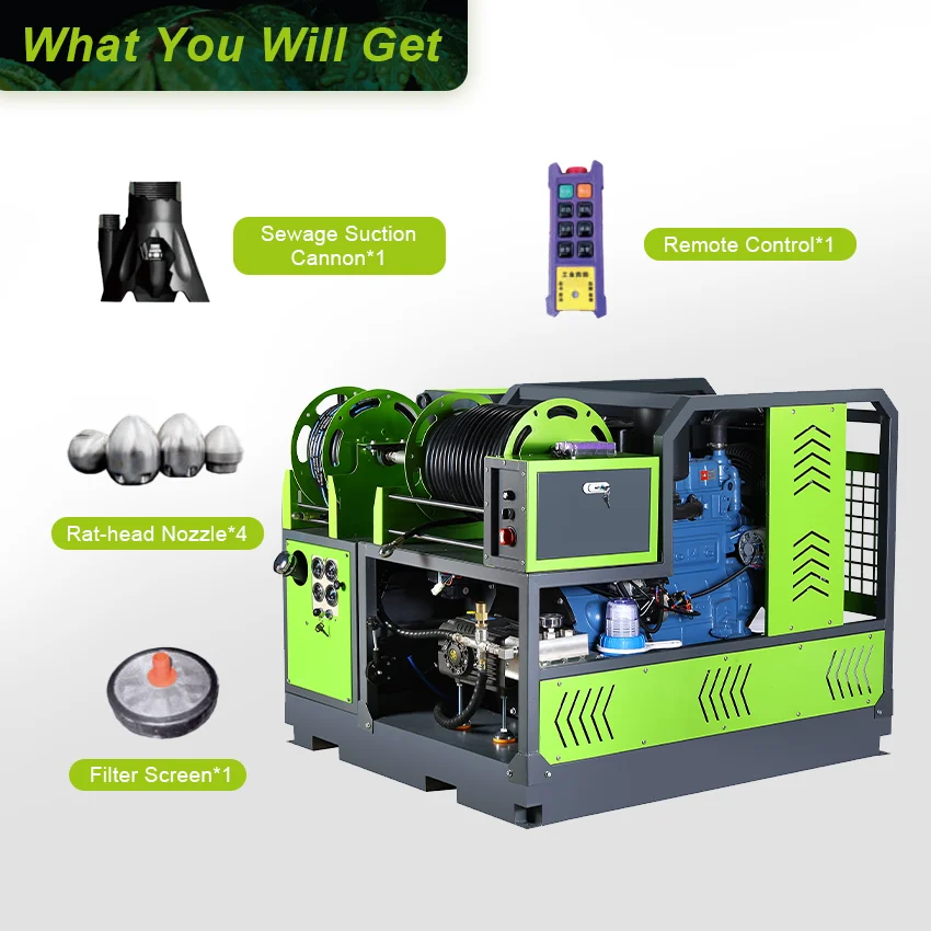 Factory Direct Trailer Mounted Industrial High Pressure Washer Sewer Cleaner With 300L Stainless Steel Water Tank