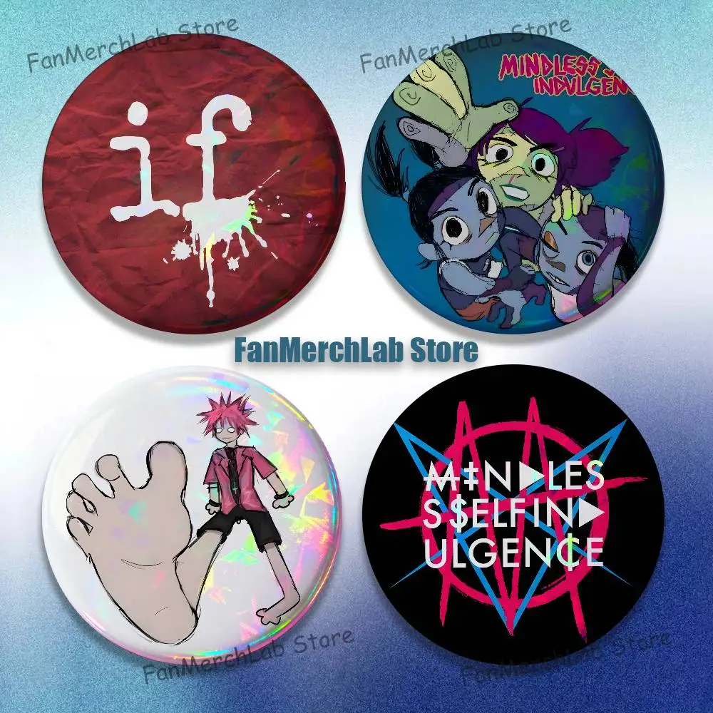 

M-Mindless Band Self I-Indulgence Cartoon Anime Music Button Pin Brooch Jewelry Decoration Gift 22mm 32mm 44mm 58mm 75mm