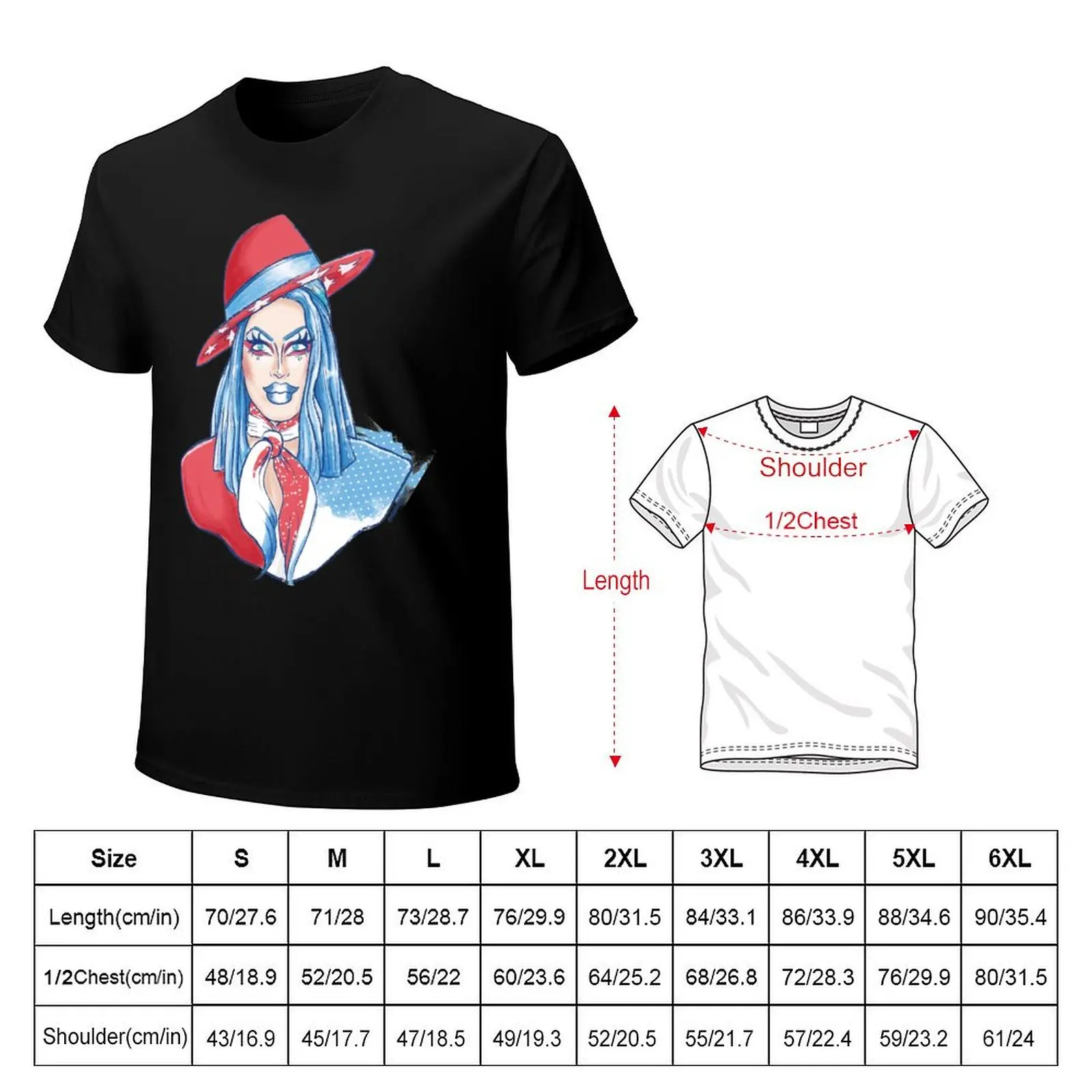 Crystal Methyd Stars and Stripes Runway T-Shirt All Match Basic Short Sleeve Top