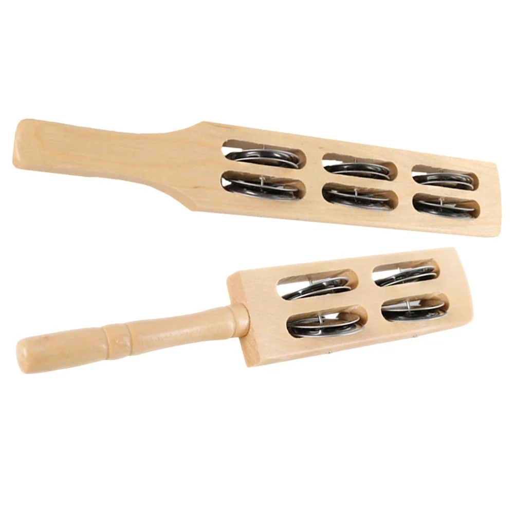 

2pcs Wooden Handle Bells Kids Musical Bell Shaker Set For Toddler Hand Bell Percussion Instrument Jingle Sticks Children Noise