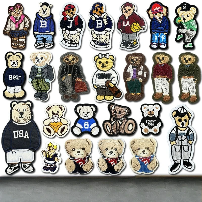 DIY Embroidered Patch - Cute Emoji Bear Mini Embroidery Patch for Personalized Decorative Patches on Clothing, Shoes, and Socks
