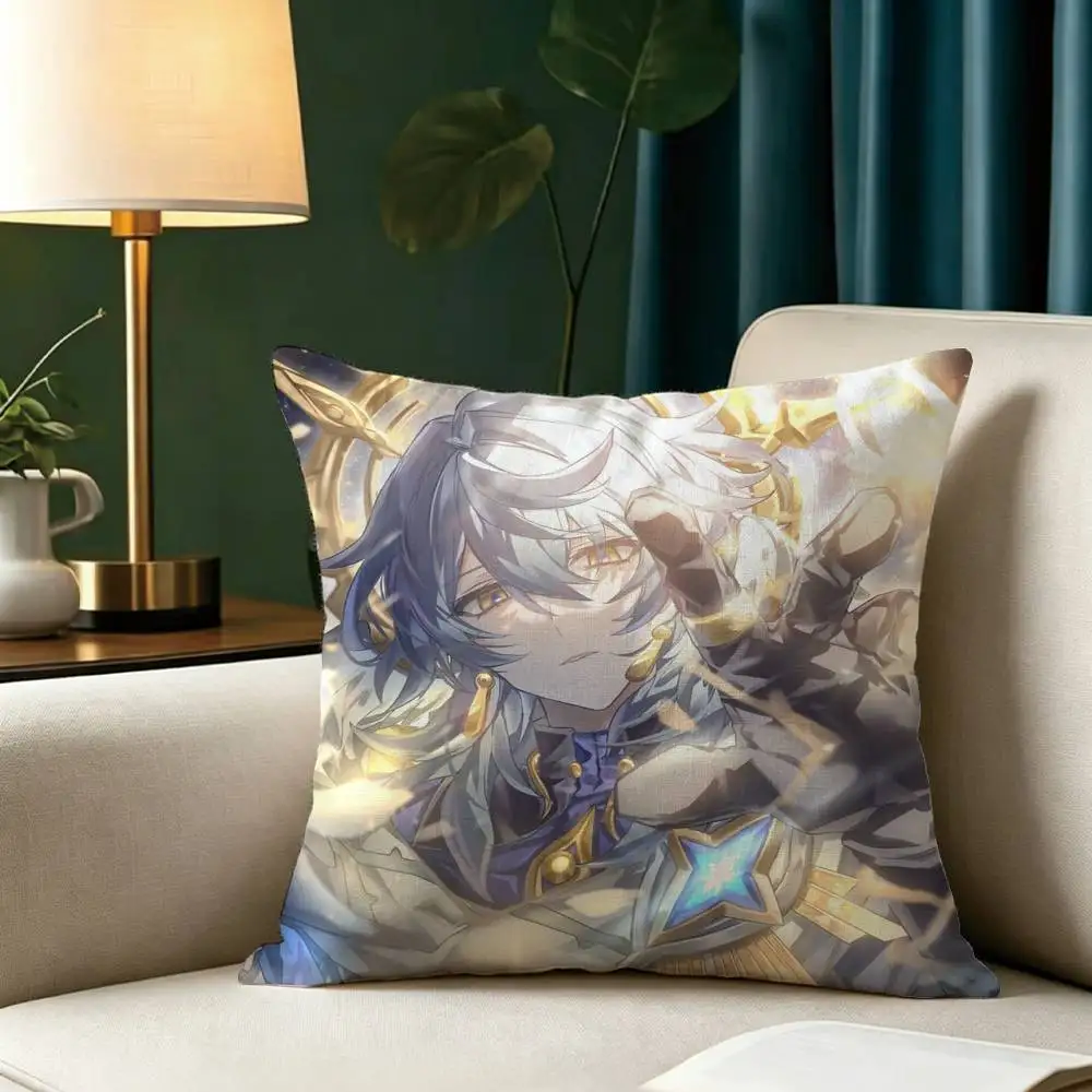 Sunday H-Honkai Star Rail  Square Double-Sided printed Pillow Case Bedroom Bedside Pillow Sofa Cushion Cover