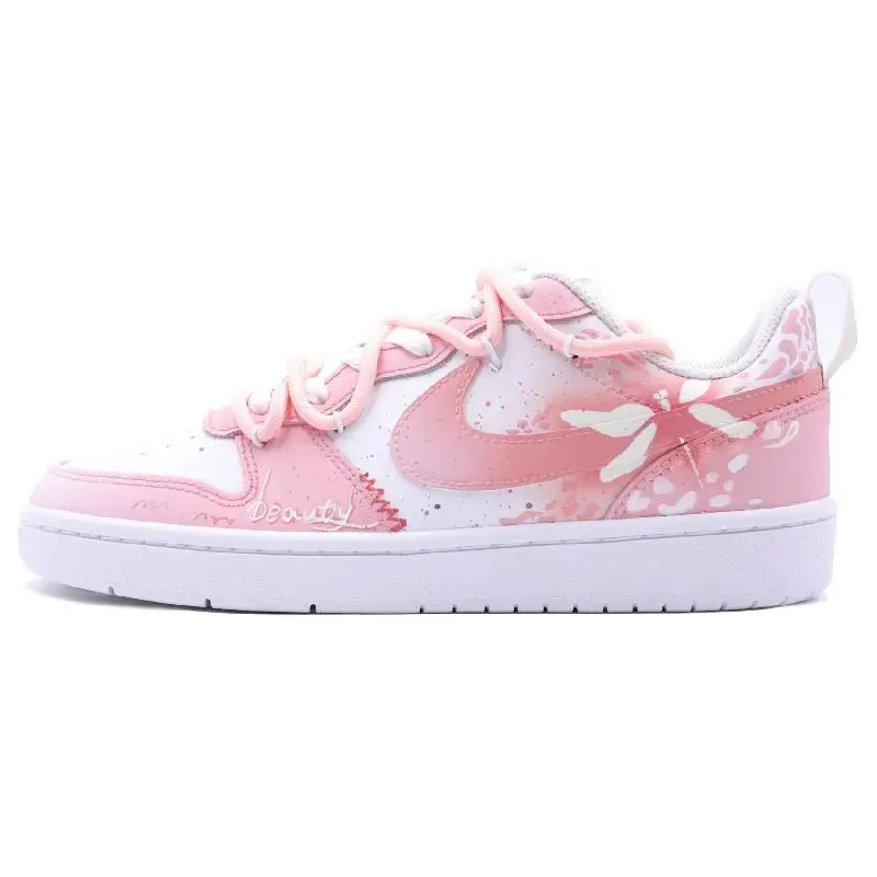 

[Custom Female pink dragonfly]Nike Court Borough Pink Dragonfly Slip-Resistant Cushioning Wear-Resistant Low-Top Skateboard S