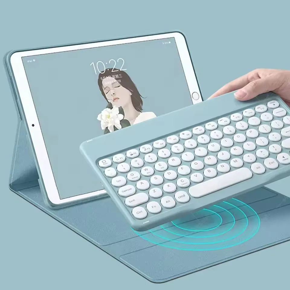 

Чехол для Vivo Pad5e 2025 12.1 дюйма, SE 12.3 дюйма, Pad5 Pro 13 дюймов, Pad3 Pro 3 12.1 дюйма, беспроводная откидная клавиатура-мышь из искусственной кожи с Bluetooth