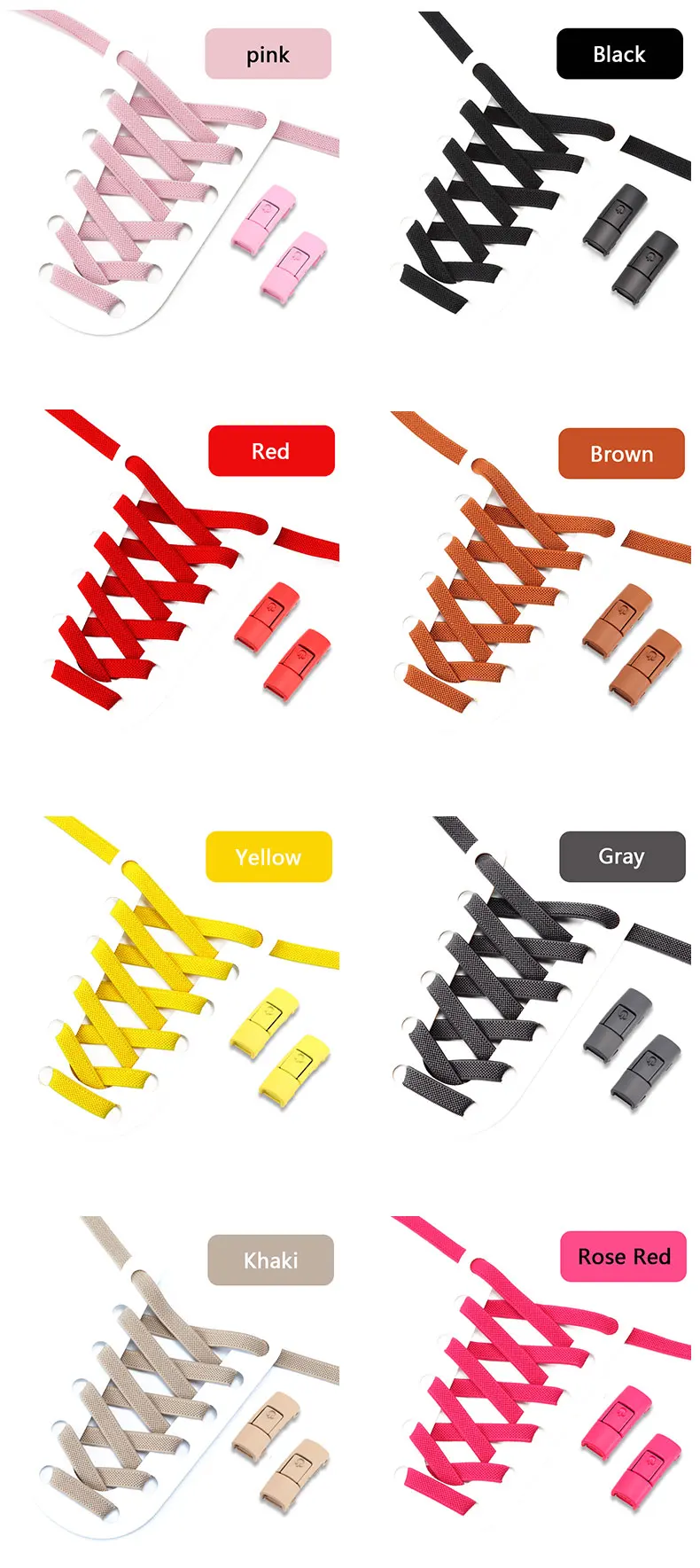 Schuhbänder ohne Schnürsenkel, mit Druckverschluss, elastische Schnürsenkel, für Sneaker, Kinder und Erwachsene, 8 mm breite, flache Schnürsenkel für Schuhe. – Detail 12