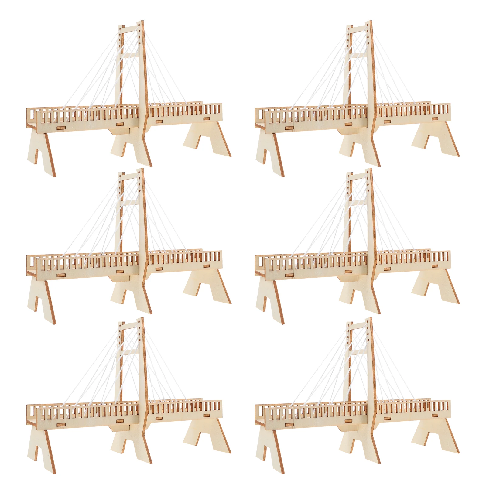 مجموعة مكونة من 6 مجموعات من أدوات بناء الجسر المعمارية الخشبية - ألغاز - تعلم الأطفال