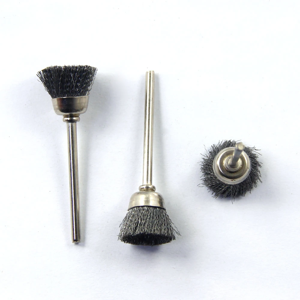 5Pcs Dental Technician Polisher Brush Bowl Cup Brush Steel/Brass/Bristle/Goat Hair Rotary Wire Brush Grinding Ceramic/Metal/Jade