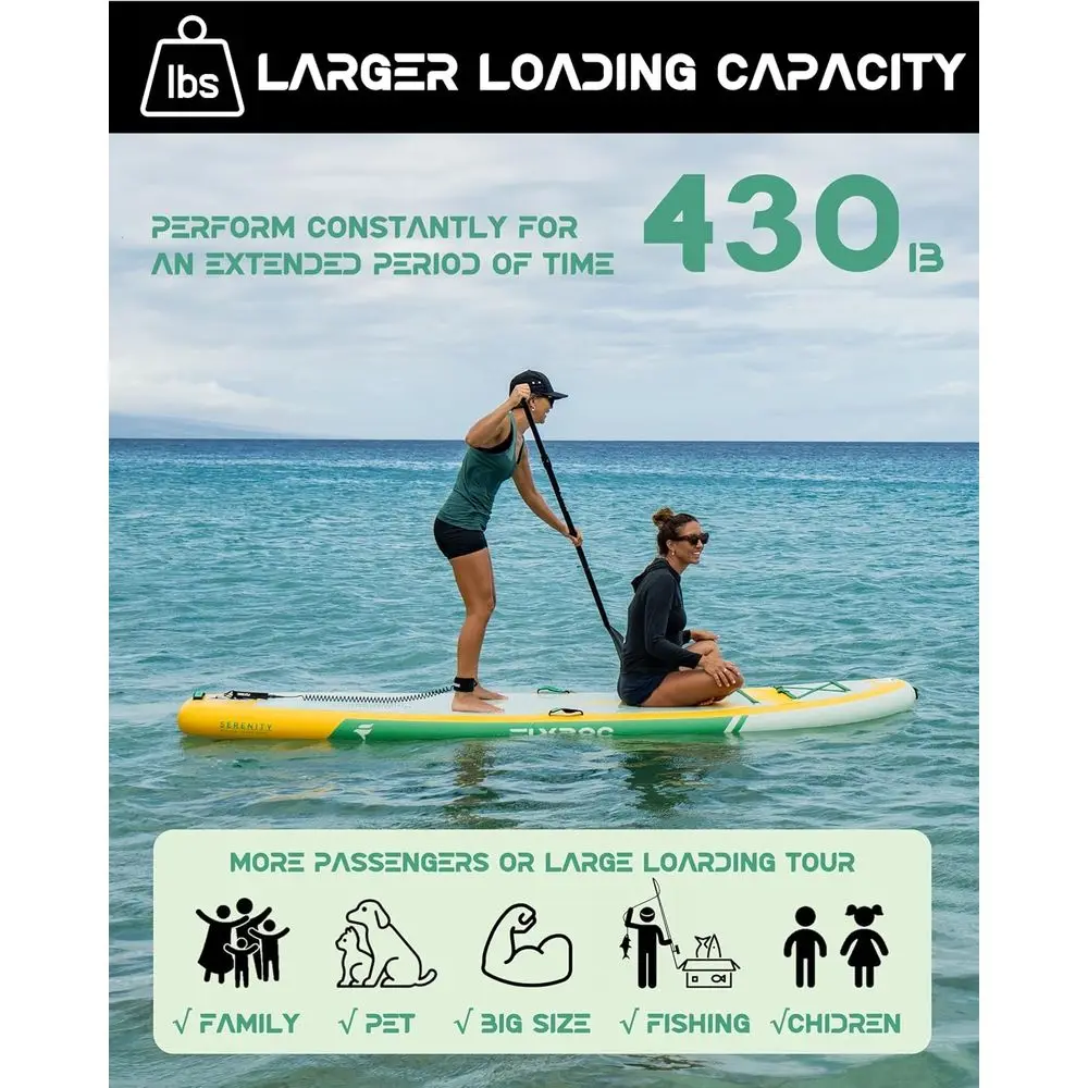 Tabla de Paddle Inflable de Gran Capacidad de 11' x 35' para 3 Adultos, Soporta 430 lb, con Cubierta de EVA, 5 Asas y Bolsa de 100L