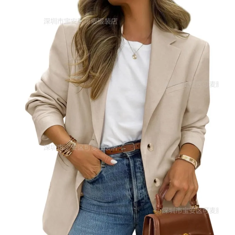 2026 New Women's Autumn And Winter Suit Jacket Solid Color Double Breasted Fashion Comfortable Versatile Simple Warm Suit Jacket
