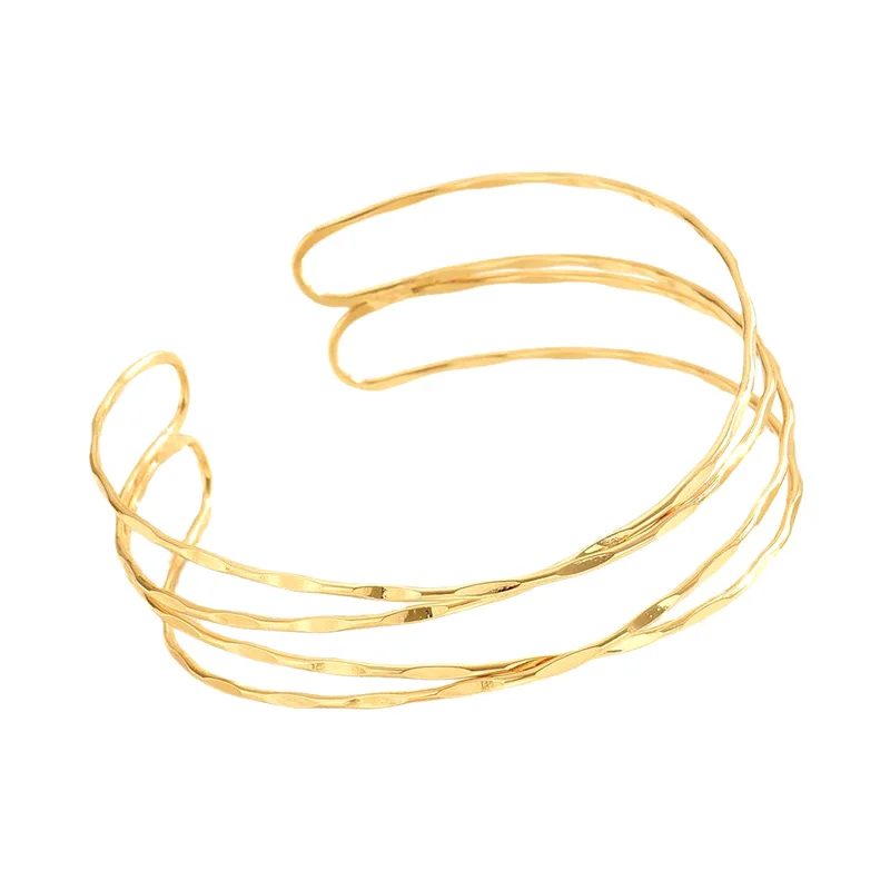 Multilayer Gold Color Cuff Bracelet For Women Punk Style Metal Bracelet Minist Design Ins Daily Wear Party Jewelry