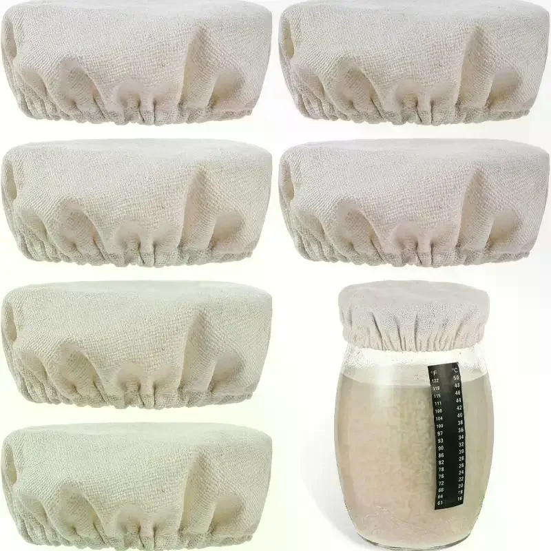 4/8Pcs Reusable Cotton Sourdough Jar Covers With Breathable Fabric Perfect For Home Baking Bread Fermentation